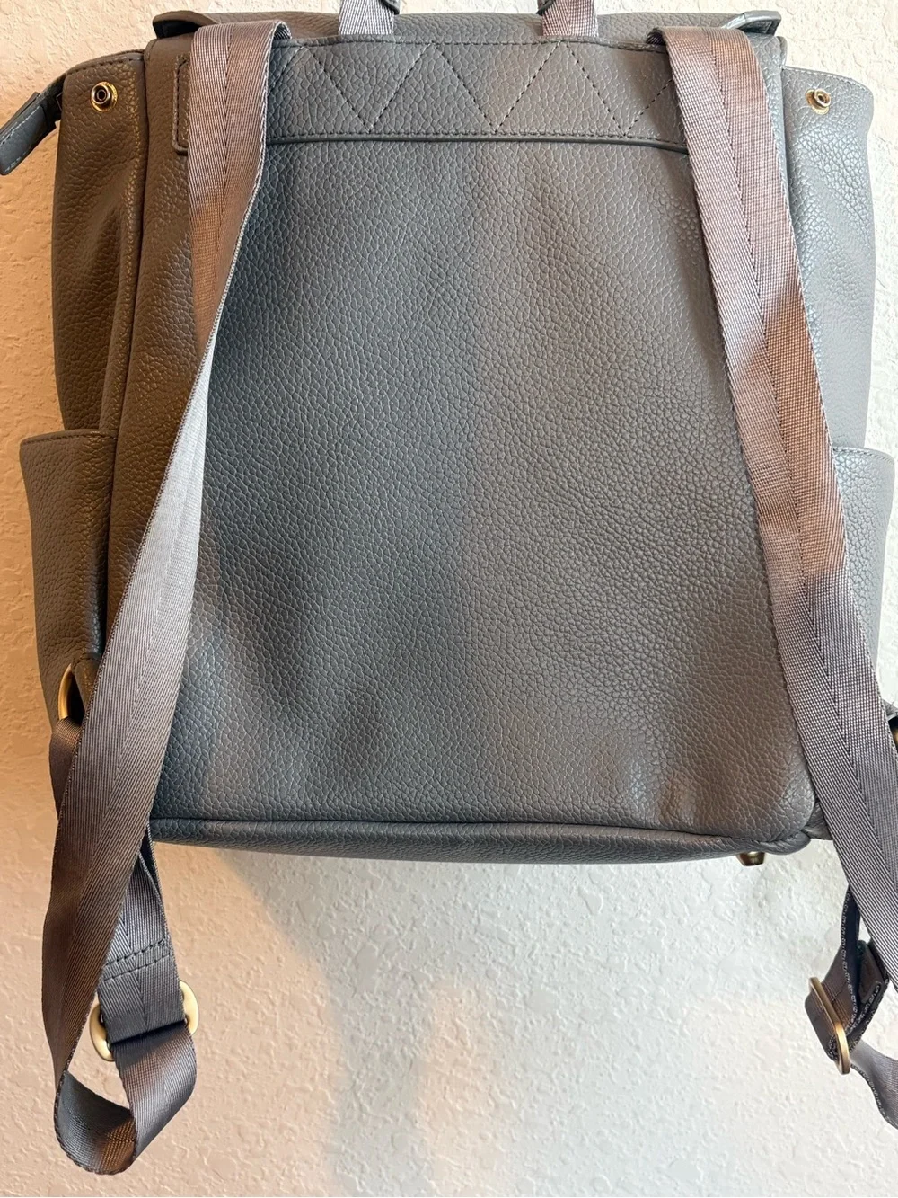 Freshly Picked Stone Gray Diaper Bag Backpack Vegan Leather